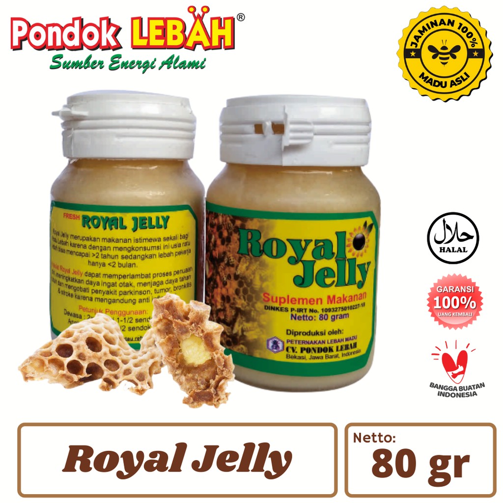 

ROYAL JELLY LEBAH MADU HUTAN ORIGINAL BERKUALITAS PREMIUM HIGIENIS ANTIAGING COLAGEN 80 GR