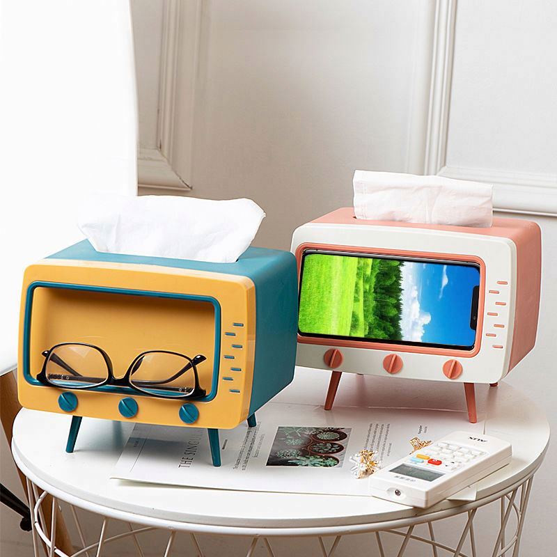 Kotak Tissue Tisu Tisue Box Bentuk TV Retro Jadul dan Stand Holder Dengan Kaki Multifungsi Terbaru