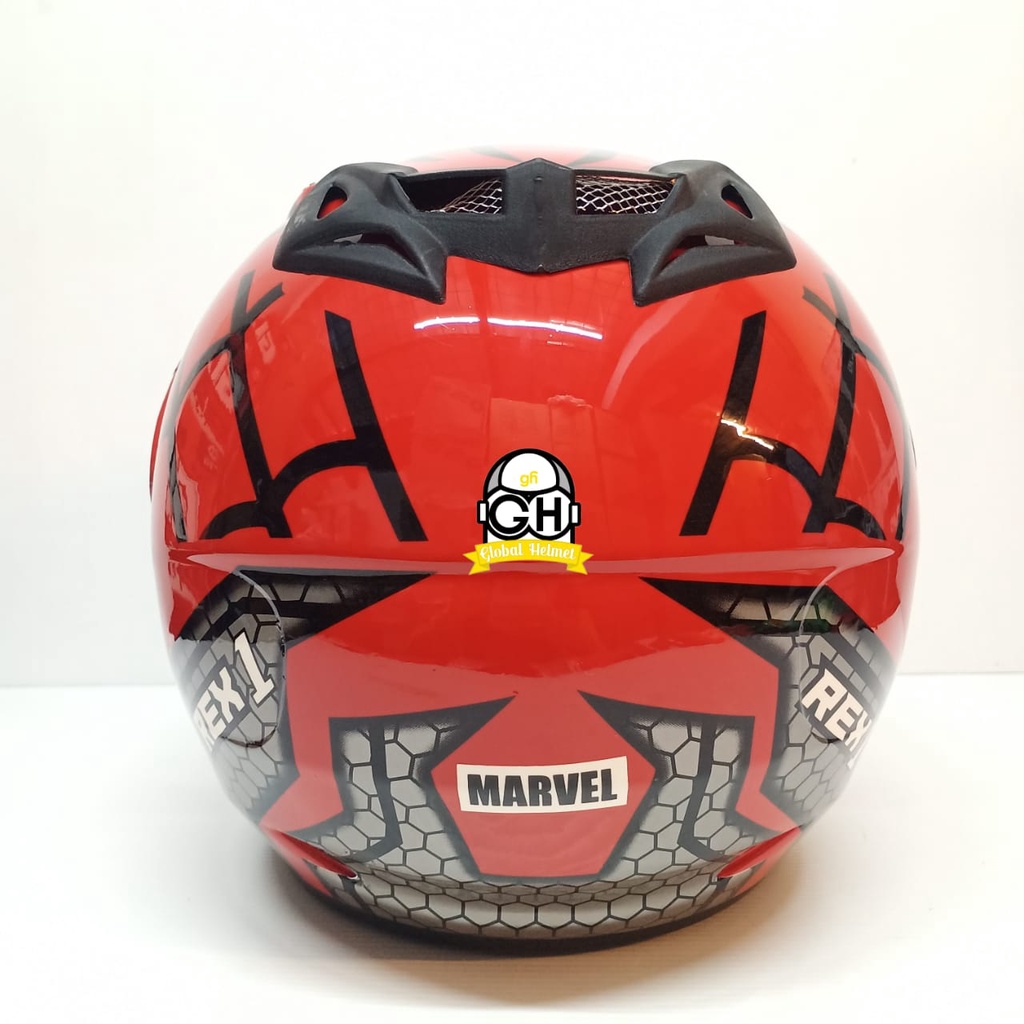 HELM HALF FACE MOTIF SPIDERMAN RED HALF FACE MURAH SNI SATU KACA