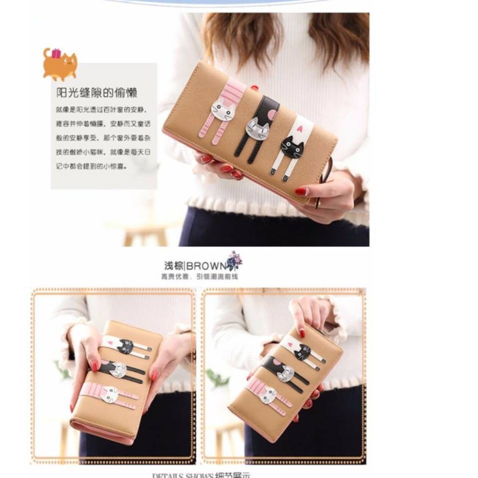 LS 093 - Wallet / Dompet Wanita Lipat Panjang fashion korea Triple Cat