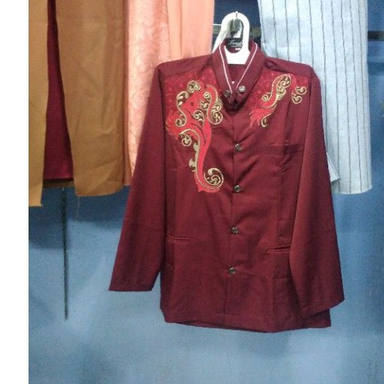 Jasko/jas koko/koko jas modern dewasa remaja anak muda tanggung bordir warna Merah marun cabe