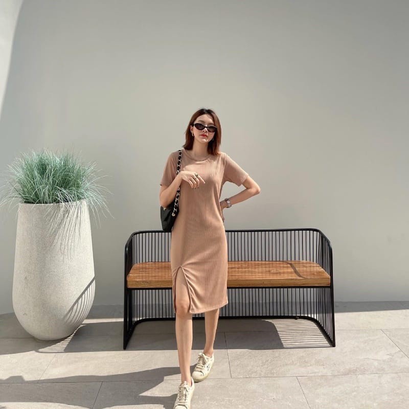 Tq88indonesia Fashion Baju Dress Kaos Wanita Terbaru / Chloe Slit Dress / Dress Wanita Kekinian / Ootd