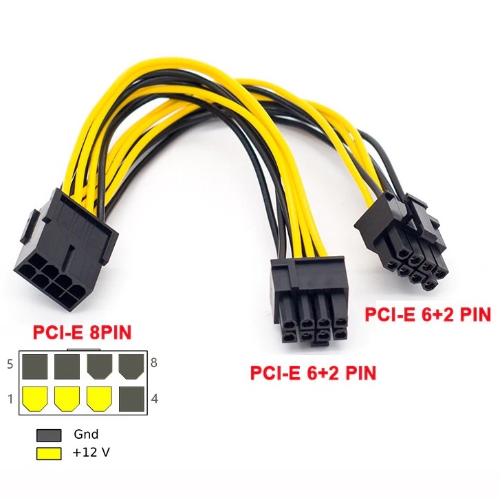 SKU-1279 KABEL PCIE 8 PIN TO DUAL 8 PIN 6+2 POWER SPLITTER VGA PCI-E