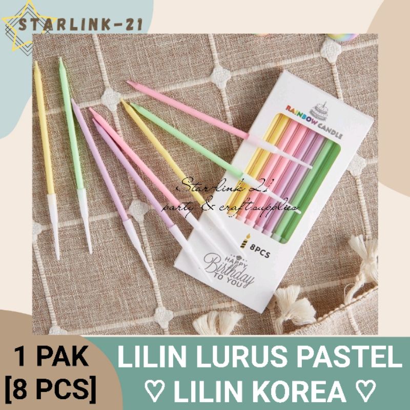 LILIN LURUS PASTEL | Lilin Korea Mix Warna | Lilin Ultah 8 pcs/pak