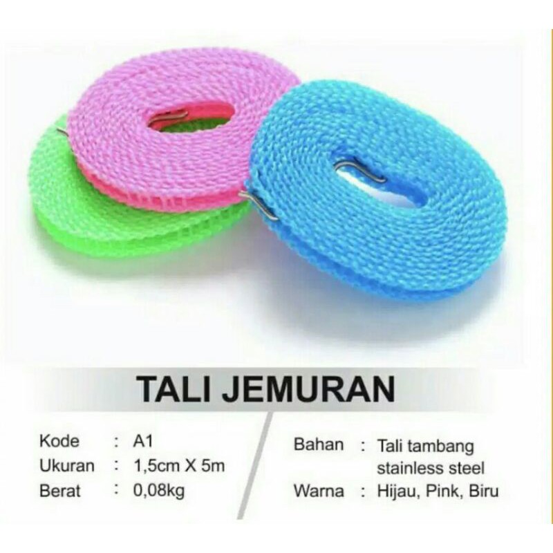 Tali Jemuran Baju 5m / Tali Jemuran Portable / Gantungan Baju