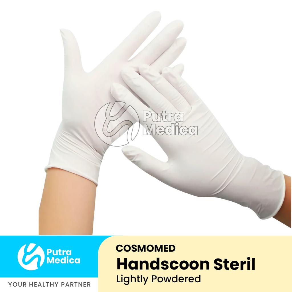 Cosmomed Handscoon Steril - 1 Pasang / Sarung Tangan Karet Latex Steril