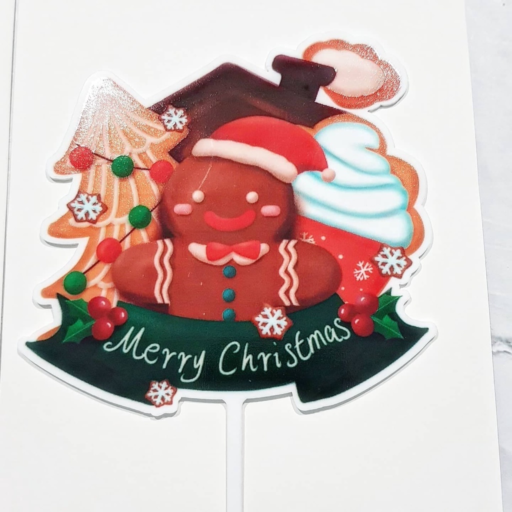 topper tusuk akrilik natal christmas tart hiasan kue cake color