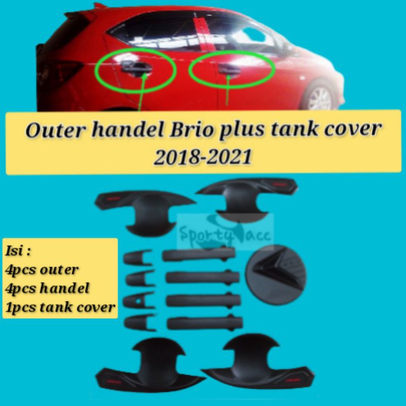 Paket outer dan cover handel plus tank cover allnew brio 2005-2023 black doff