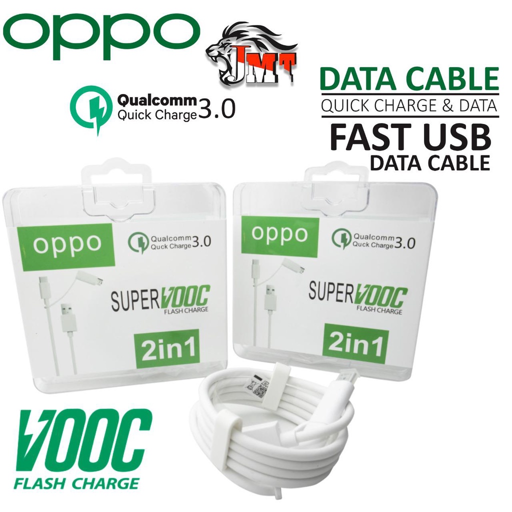 Kabel Data Oppo 2 In 1 USB &amp; Type-C /Fast Charging Super Vooc 3.0