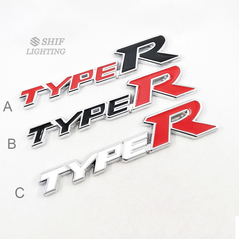 1Pc Stiker Emblem Logo Tipe R 3D Bahan Metal Untuk Fender Belakang Mobil Honda