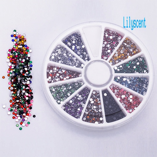 Lily 500pcs Berlian Imitasi Glitter 2.0mm 12 Warna Untuk Dekorasi Nail Art