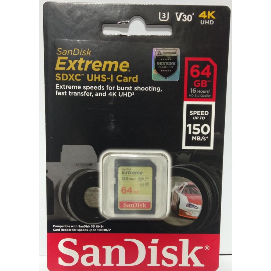 SANDISK SDXC 64GB EXTREME UP TO 150MB/S- SD CARD EXTREME 64 GB 150MBPS