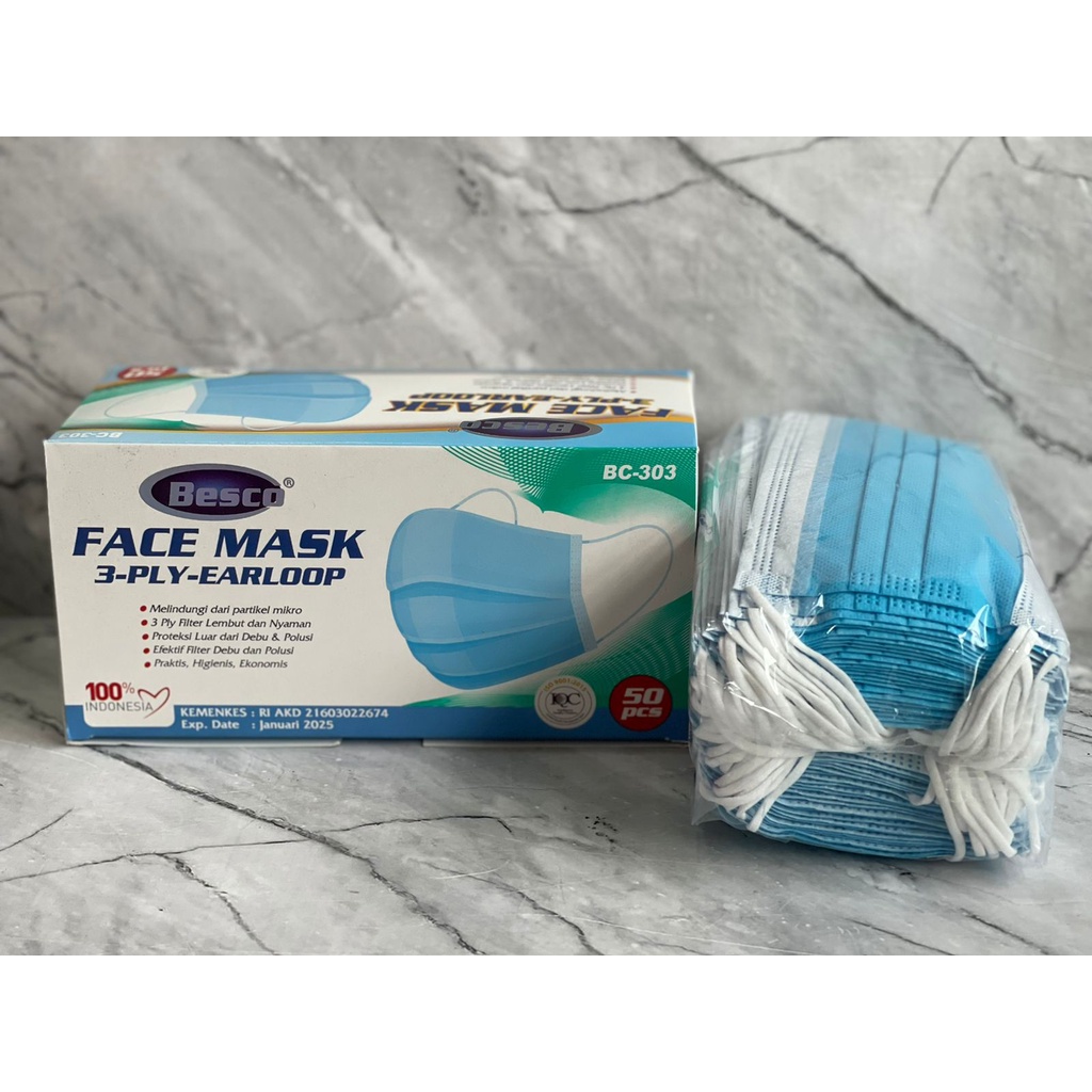 MASKER BESCO 3PLY BIRU MASKER KEMENKES 3PLY