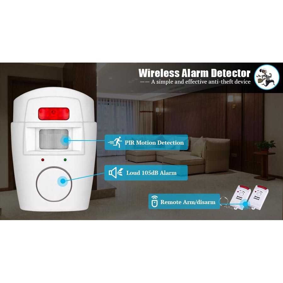 Sensor Alarm Rumah Anti Maling Sensor Gerak Infrared 2 Remote Control Security Home Sensor 105 dBm