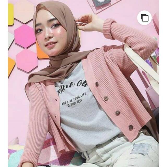 CARDIGAN CROP WILLY JALUR RAJUT | ATASAN RAJUT WANITA TERBARU