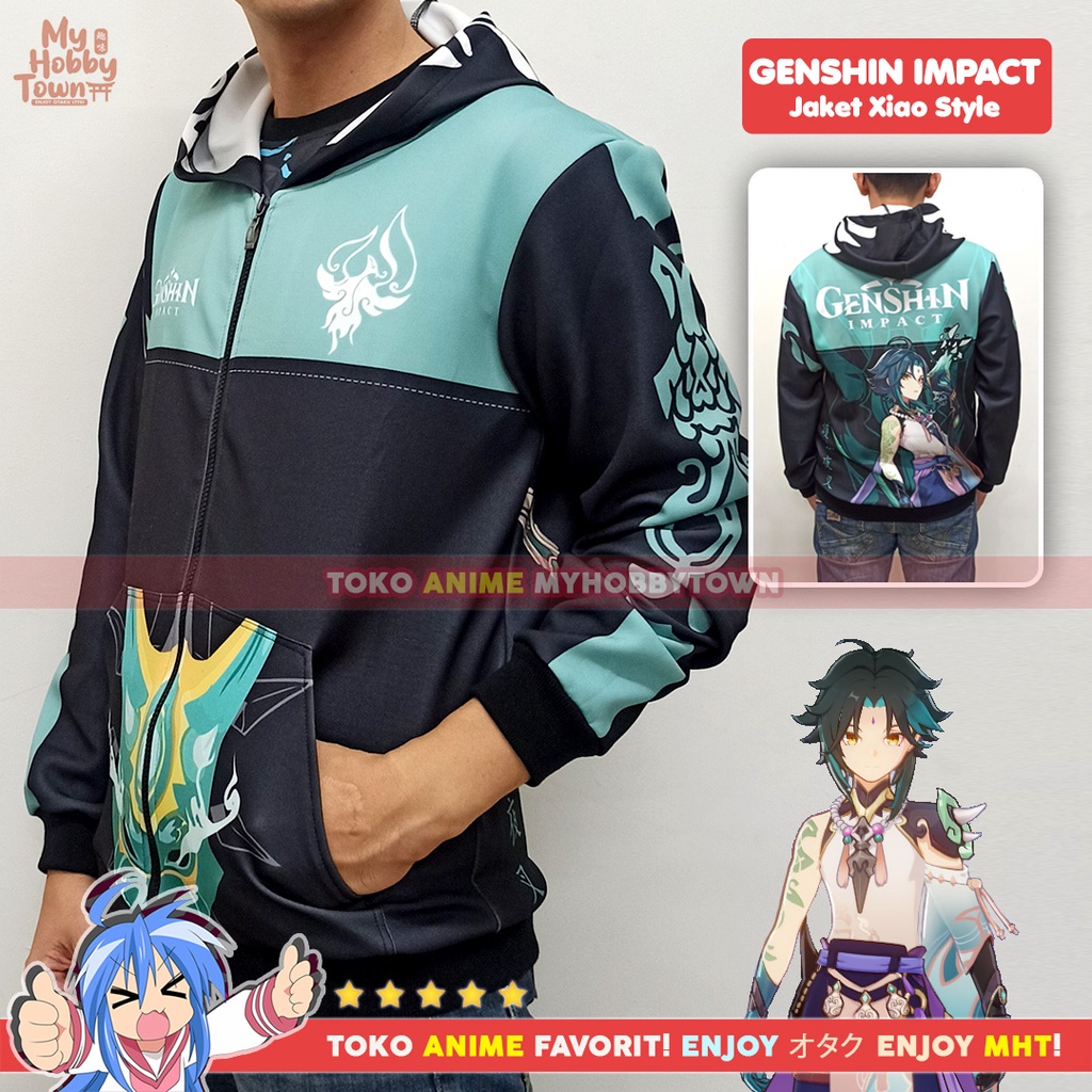 Jaket Hoodie Anime Game Full Print Genshin Impact Xiao Style