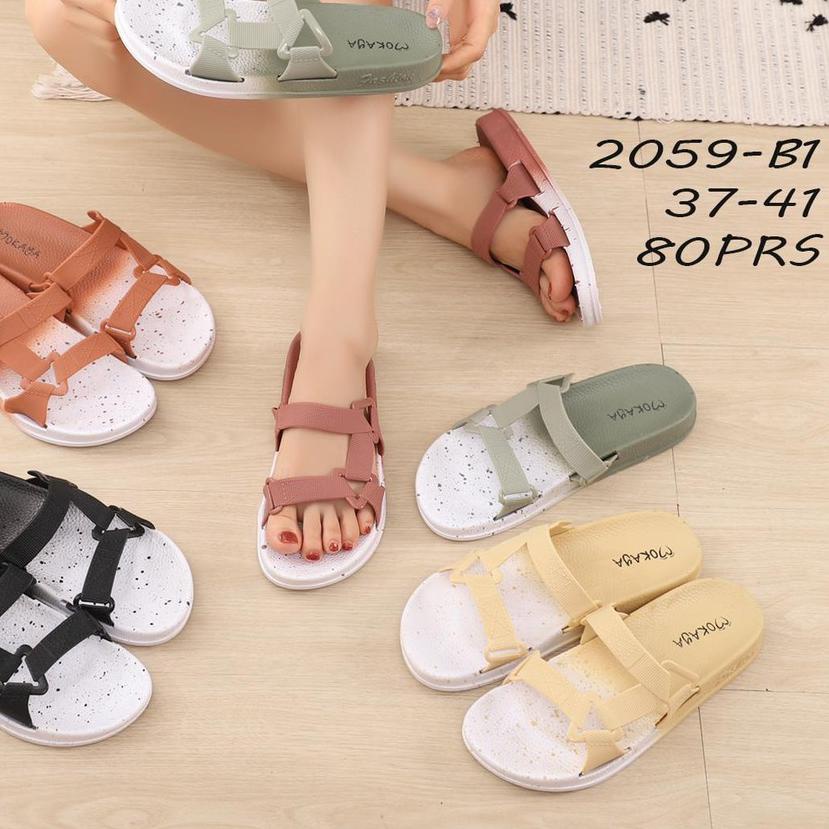[] Sandal Slop Semi Let Gunung Wanita Warna Sembur Tali Sambung Keren Import Mokaya/Size 37-41(2059-