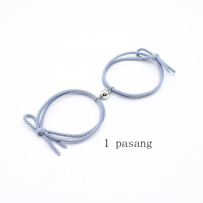 Tai Chi Yin dan yang 2 pcs Gelang Couple Magnet Pasangan Liontin Kreatif Pesona Gelang Perhiasan Hadiah Kekasih/ Couple Magnetic Attract Braided❤Yimi❤-#7