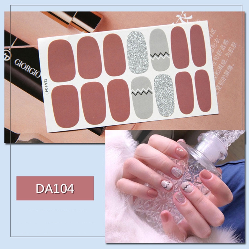 Da101-120 14pcs/lembar Stiker Kuku Palsu 3d Bronzing Untuk Nail Art Diy