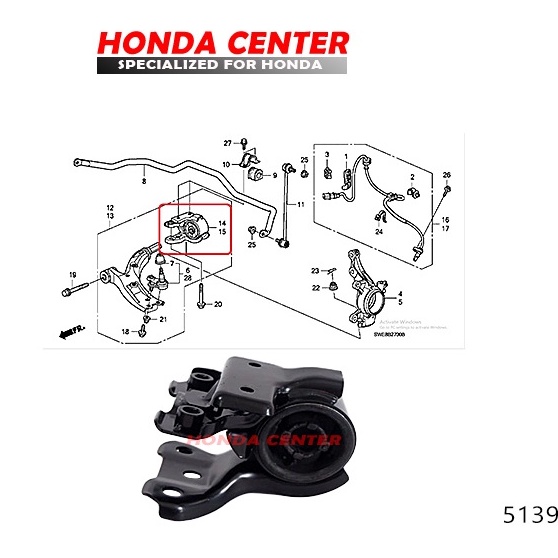 BUSHING LOWER ARM CRV MOUNTING ARM CRV BUSH SAYAP DEPAN KANAN CRV GEN3 2007 2008 2009 2010 2011