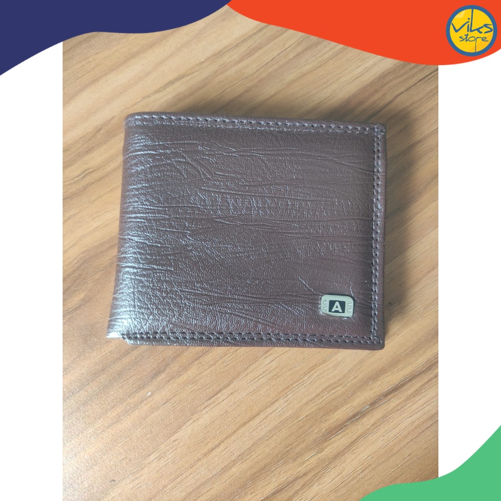 Dompet Cowok Pria Bahan Kulit Sintesis Wallet Polos Hitam Coklat