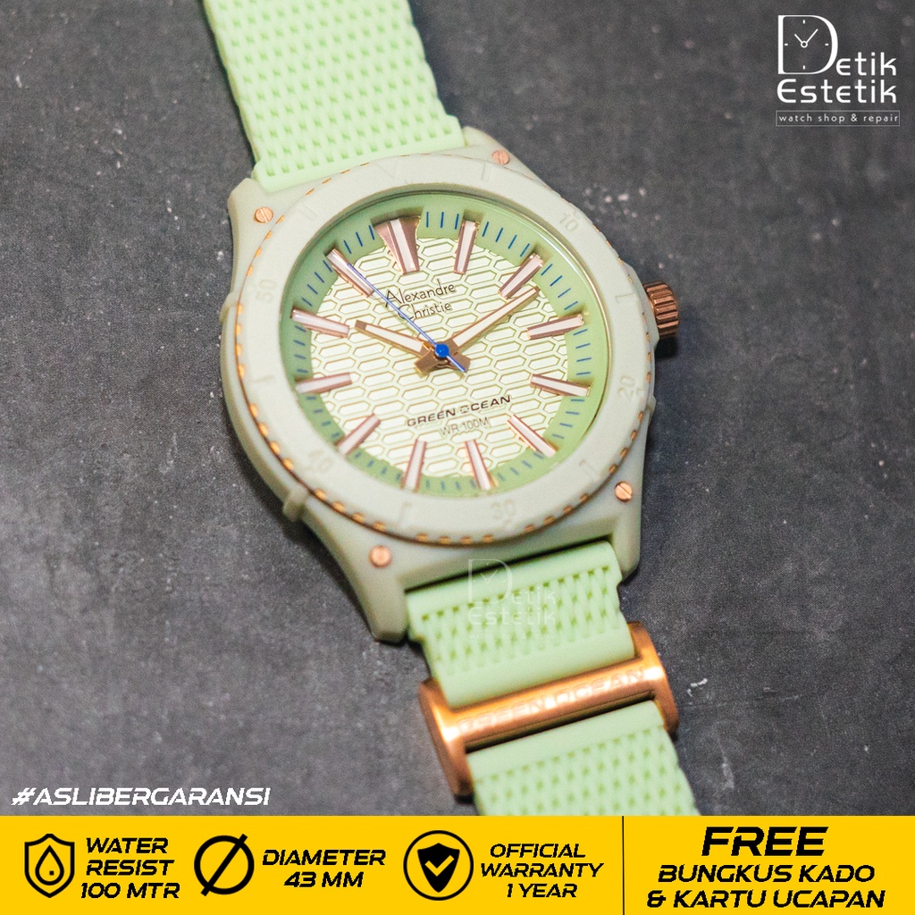 Alexandre Christie Green Ocean AC 6584 Hijau Toska Unisex Original