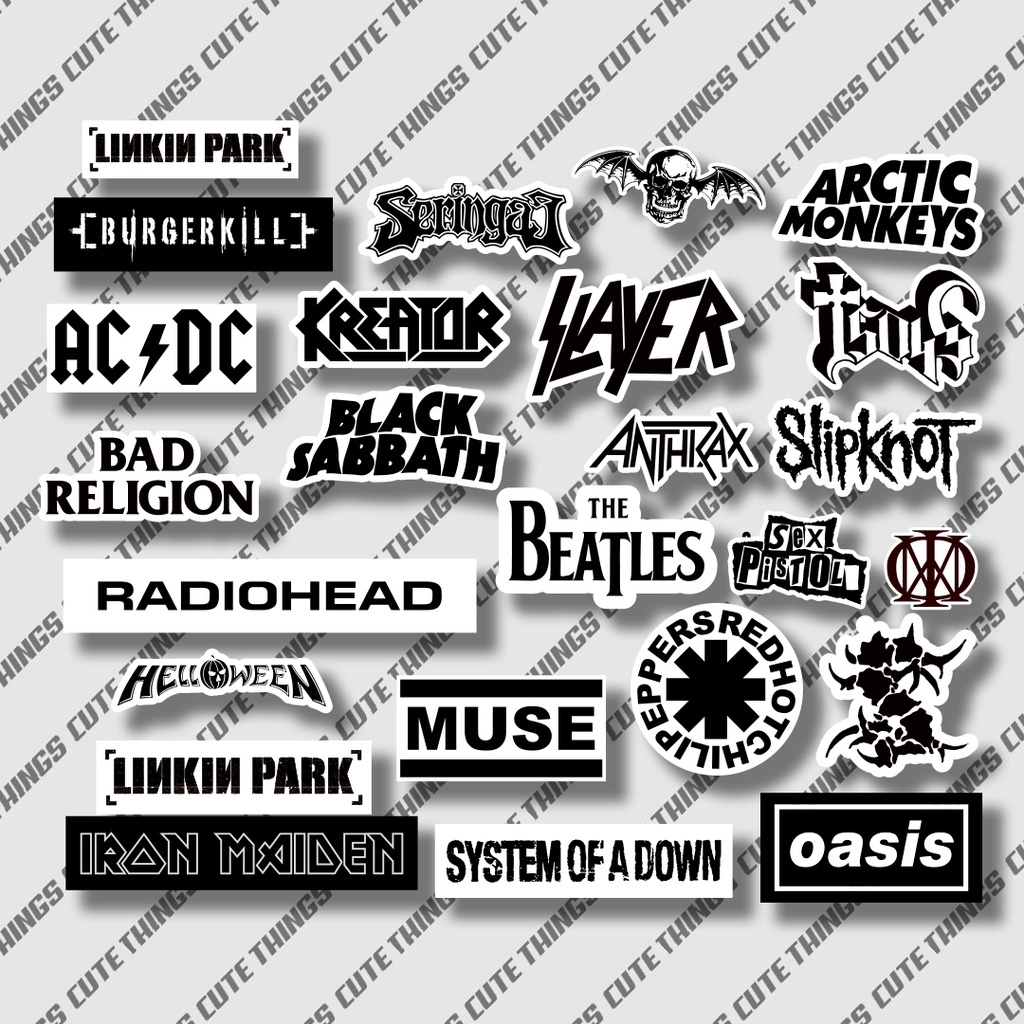 stiker pack spesial series black white untuk hp laptop helm tumbler motor brand band hype