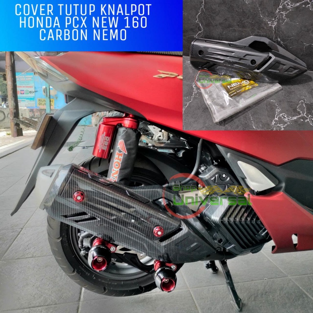 COVER TUTUP KNALPOT HONDA PCX160 NEW 2021 CARBON NEMO TAMENG KNALPOT  PCX 160 2021