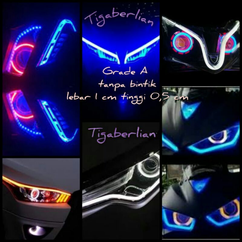 Lampu Alis Motor Mobil Variasi LED DRL Flexible 12V 30 &amp; 15 CM - MJB