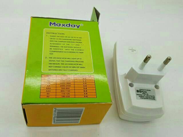 Alat Charger Chargeran casan Batre Baterai Battery AA AAA A2 A3 9v 9 v 2 slot maxday super charger