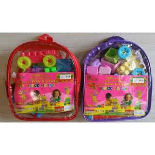  Mainan  Edukasi Anak Block Pintar Tas Ransel Lego  Puzzle 