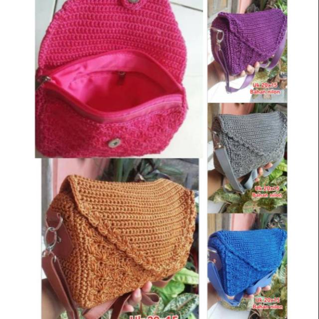 Tas rajut wanita tutup sling uk 20*15/tas rajut murah jogja/grosir tas rajut murah ayukhayla