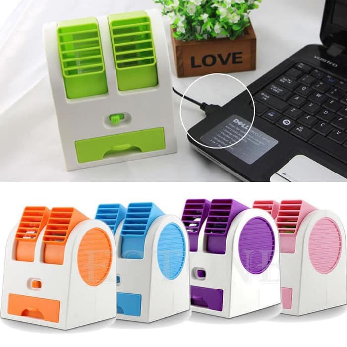 Kipas Angin AC Mini Fan Portable / Double Blower USB Fan