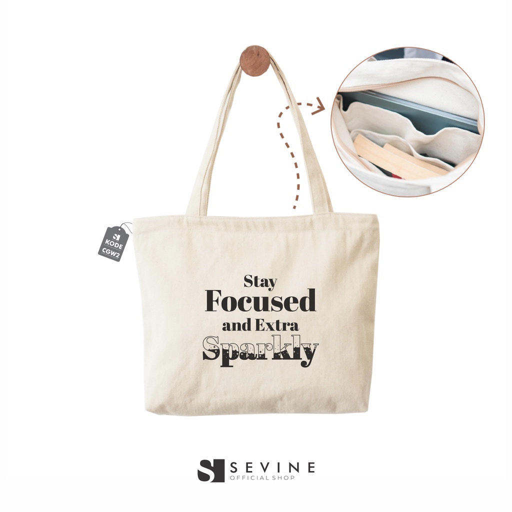 Sevine Tote Bag Kanvas Emily Tas Resleting Wanita Kuliah Fashion Laptop Totebag Quotes Aesthetic Vintage Series - CGW