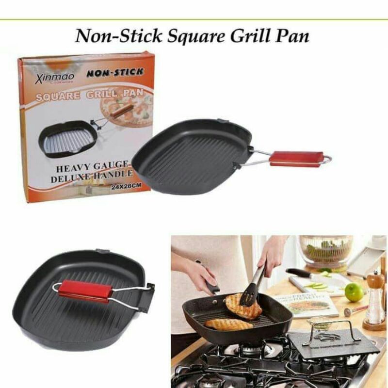 Square Grill Pan Teflon Wajan BBQ