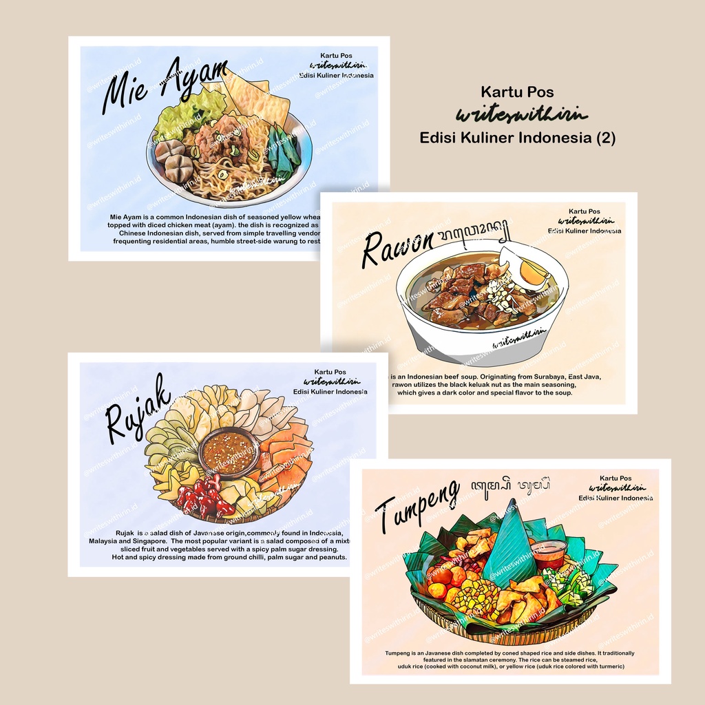 

(writeswithirin) Kartu Pos/ Postcard/ Post Card/ Penpal Kuliner Indonesia 2