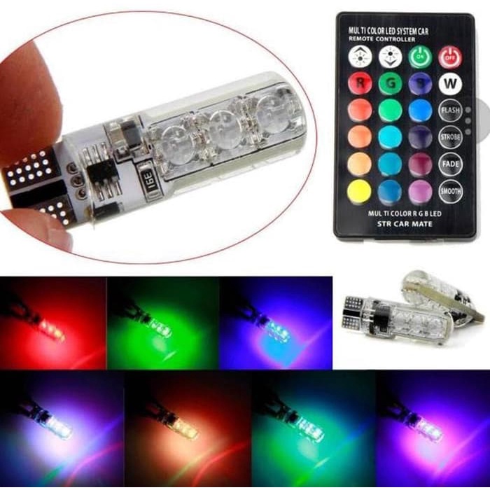 LAMPU LED T10 LAMPU SEN LAMPU REM LAMPU KOTA RGB BISA GANTI WARNA PAKAI REMOT / Lampu LED T10 Lampu Sen Lampu Kota RGB Remote Jelly 6 Mata 16 Warna / LAMPU SEN LAMPU SENJA MODEL REMOT NMAX MIO BEAT VARIO PCX AEROX DLL UNIVERSAL