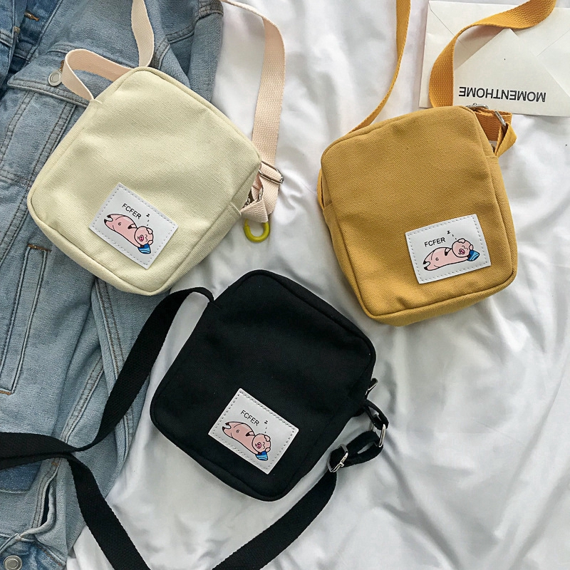 View Tas Kanvas Tas Selempang Wanita Kecil Lucu Gif
