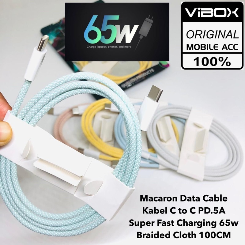 KABEL DATA MACARON 100CM KABEL C TO C PD.5A SUPER FASTCHARGING 65W