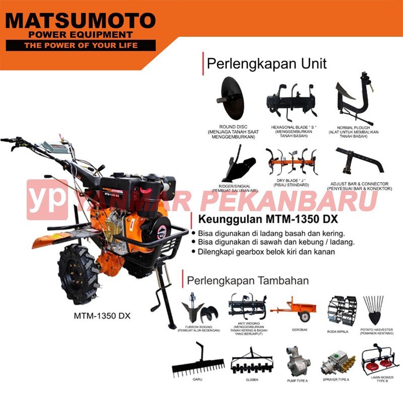 Mesin Bajak / Traktor Tangan / Mini Tiller MATSUMOTO MTM 1350 DX