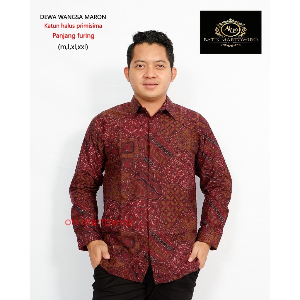 DEWA WANGSA BAJU BATIK MAGENTA kemeja batik pria lengan panjang terbaru ORIGINAL  PENDEK PREMIUM