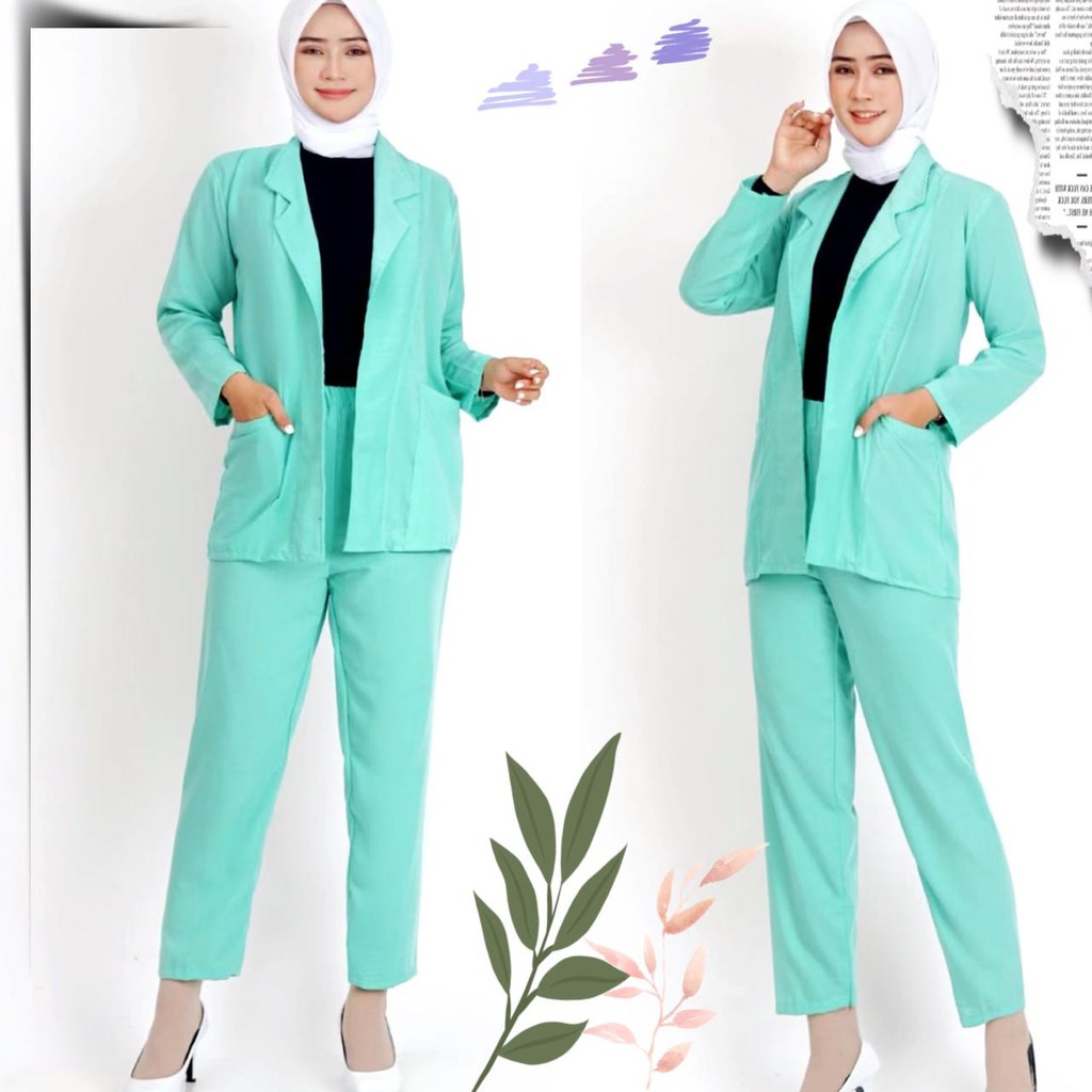 Damai fashion - baju SETELAN 2in1 blazer kulot wanita AGATHA - konveksi tanah Abang