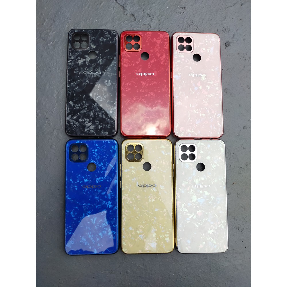 Oppo A15 OppoA15 Shiny Shell Shining Diamond Glass Case Hard Cover Casing