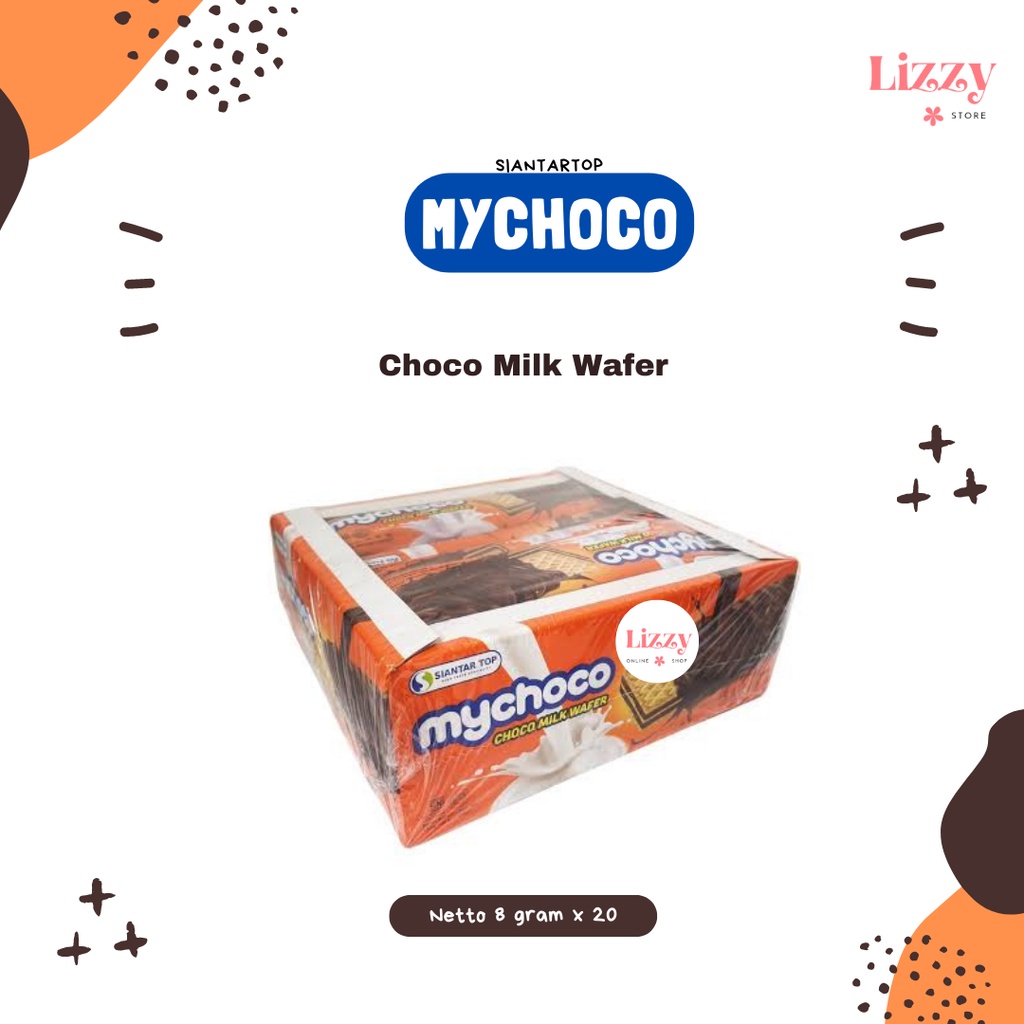 

Siantar Top MyChoco Chocolate Milk Wafer Bersalut Coklat Susu 8gr @20pcs