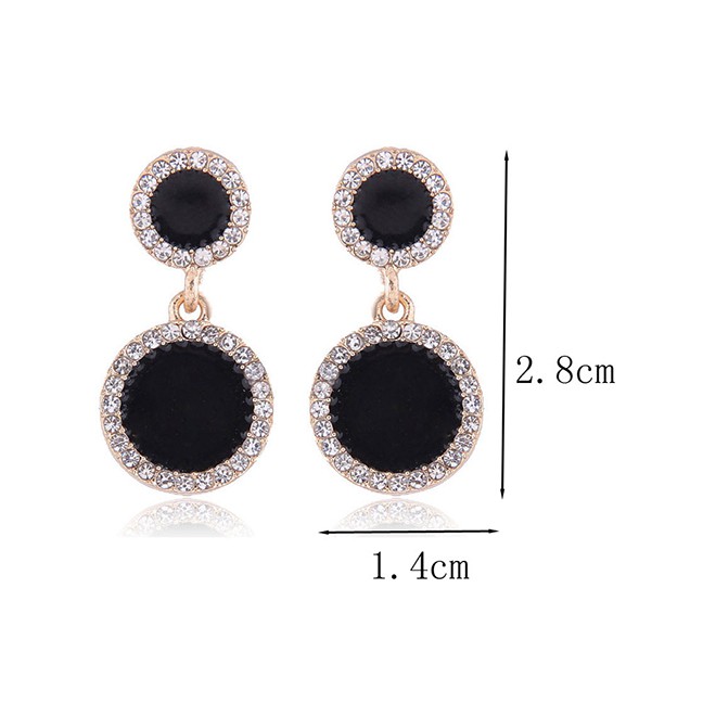 LRC Anting Tusuk Fashion Gold Round Diamond Stud Earrings A58004