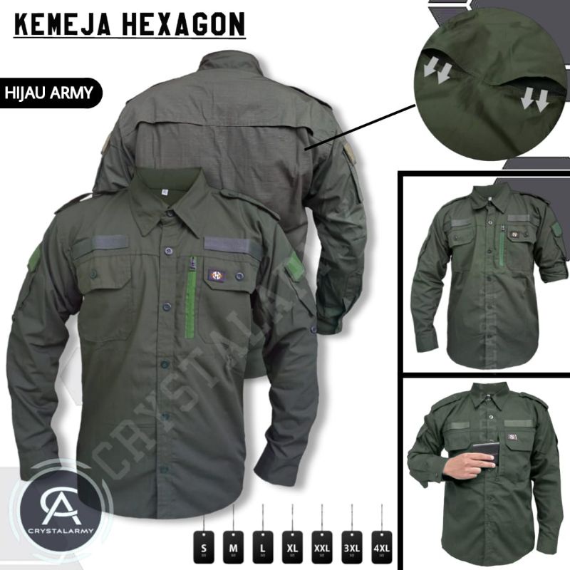 kemeja tactical terbaru hexagon / kemeja tactical outdoor /  kemeja lapangan