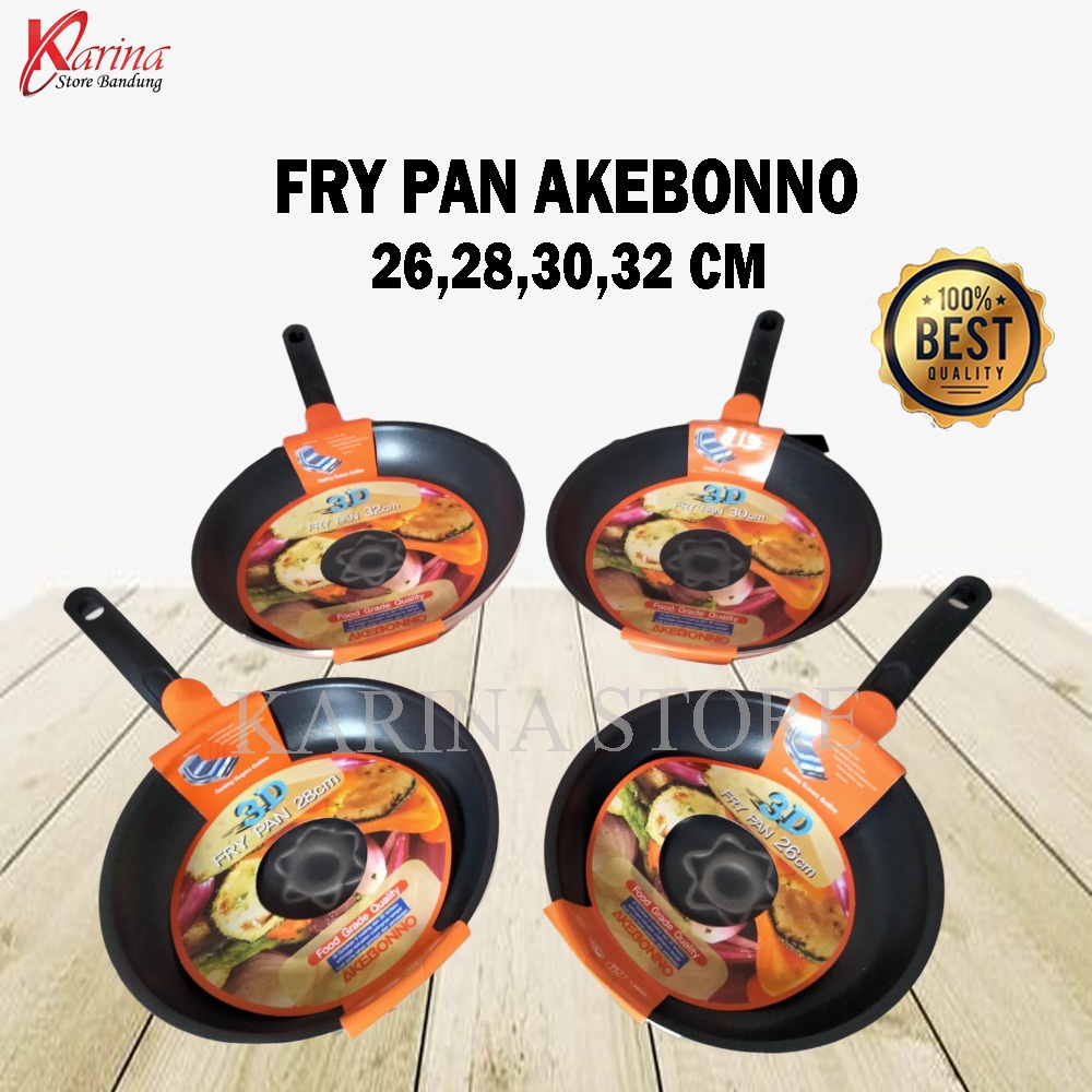 Fry Pan Akebonno 3D Ukuran 26, 28, 30 dan 32 Cm Orange TEFLON ANTI LENGKET ANTI GORES FRY PAN BESAR