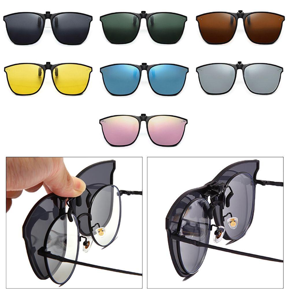 [Elegan] Clip On Kacamata Hitam Polarized Vintage Goggles Perlindungan UV Anti Silau Untuk Wanita Pria Night Vision Glasses