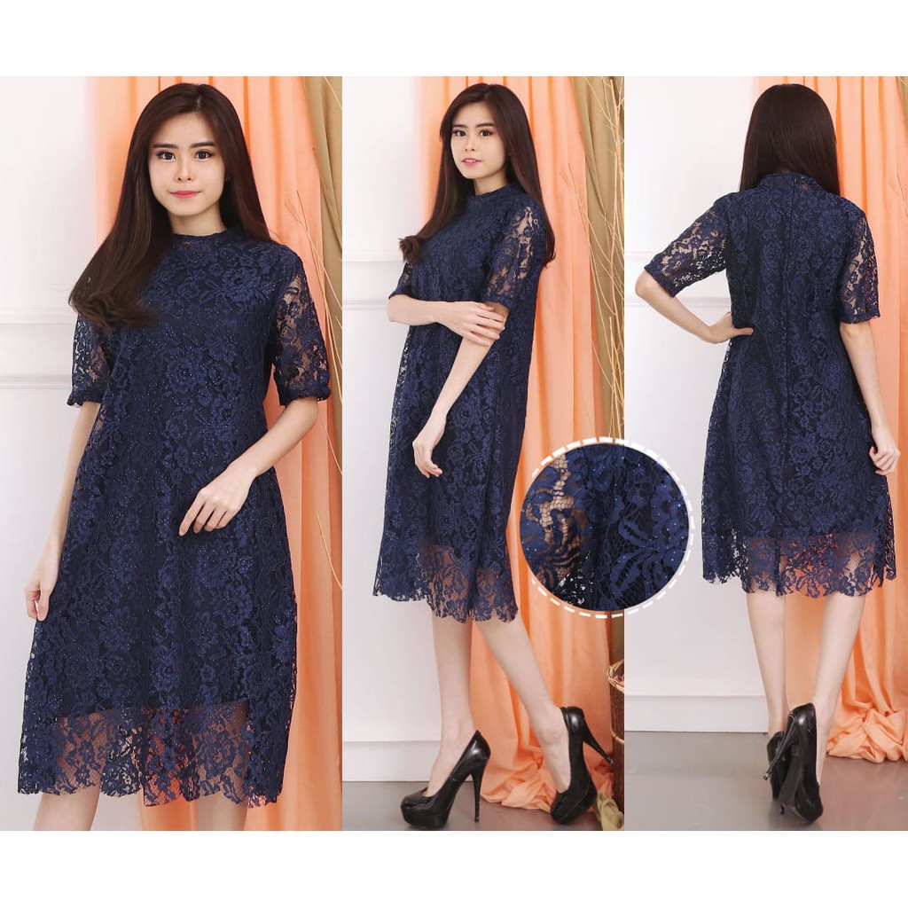 C31 Dress Loli Lace Brukat Tulang Corneli Tebal Fashion Casual Dress
