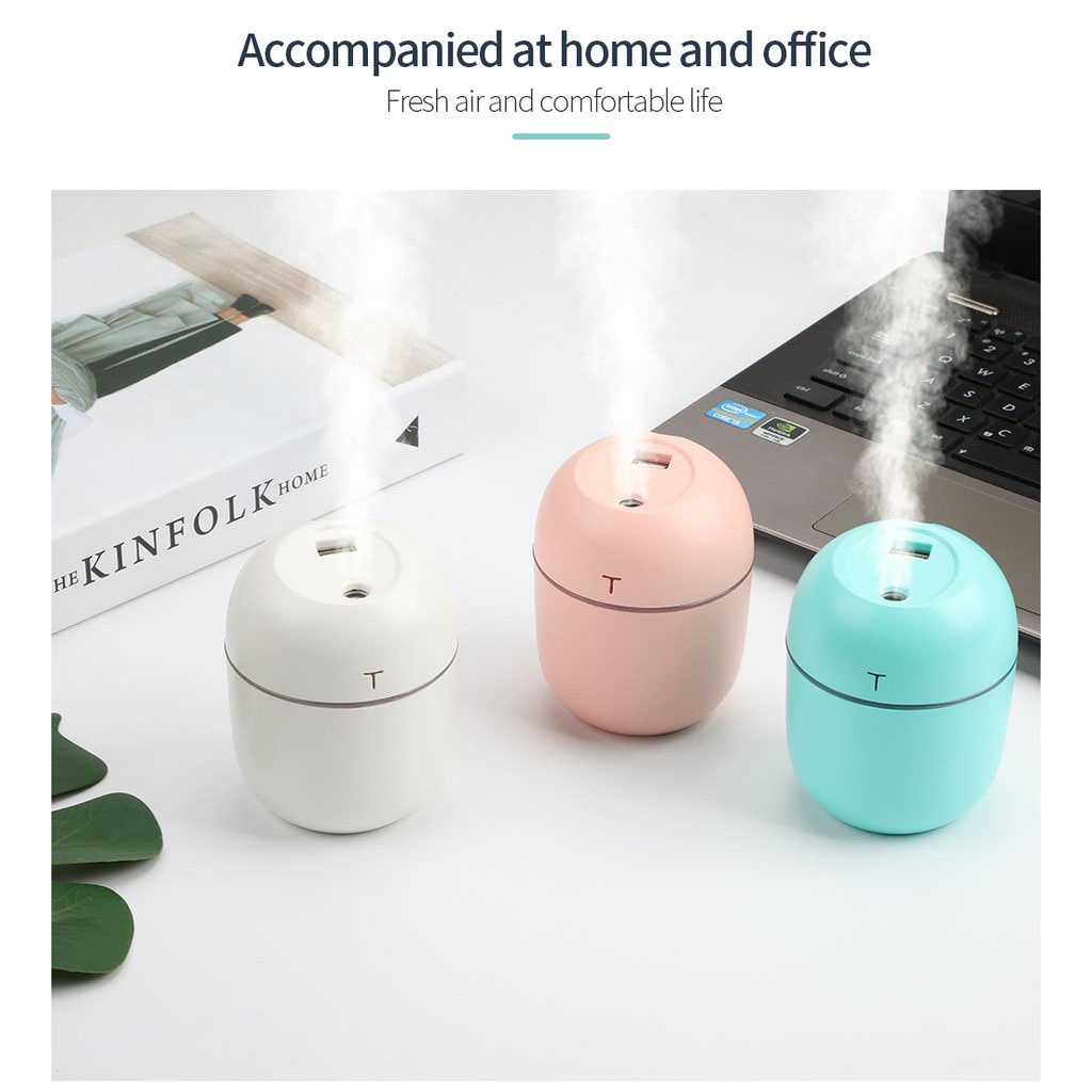 Colorful Egg USB Humidifier Diffusser 220ml Mini Portable Air Purifier Pelembab Udara Aromaterapi